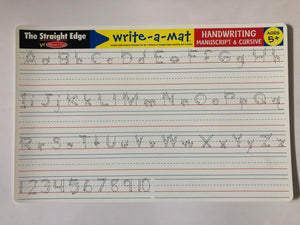 Write-A-Mat - Grades K-1 - Handwriting - Manuscript & Cursive - 2 Sided