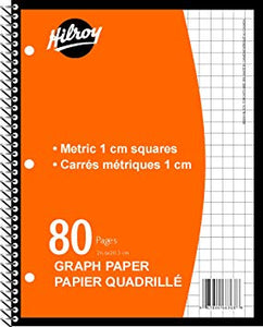 HY18 - Coil Graph Notebook - 80 Pages, 1cm Squares